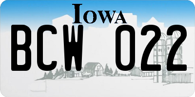 IA license plate BCW022