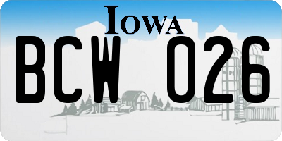 IA license plate BCW026
