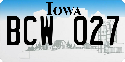 IA license plate BCW027