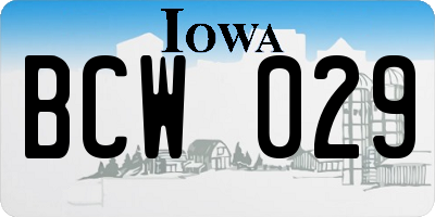 IA license plate BCW029