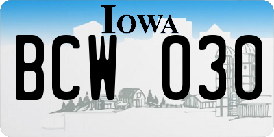 IA license plate BCW030