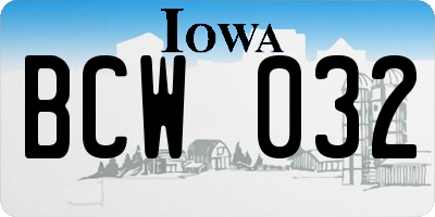 IA license plate BCW032