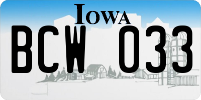IA license plate BCW033