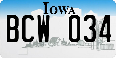 IA license plate BCW034