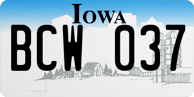 IA license plate BCW037