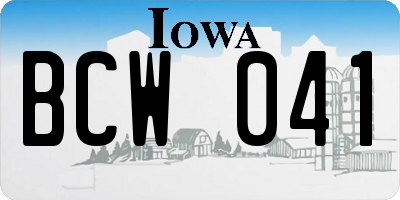 IA license plate BCW041