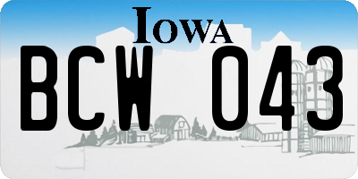 IA license plate BCW043