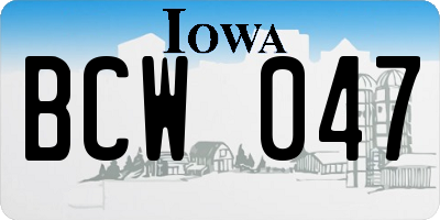 IA license plate BCW047