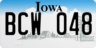 IA license plate BCW048