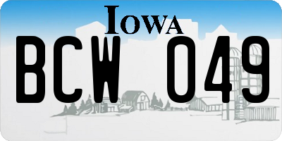 IA license plate BCW049
