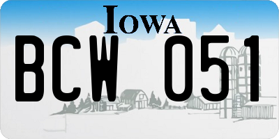 IA license plate BCW051