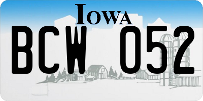 IA license plate BCW052