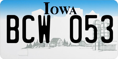 IA license plate BCW053
