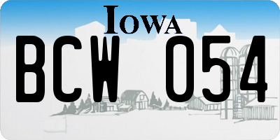 IA license plate BCW054