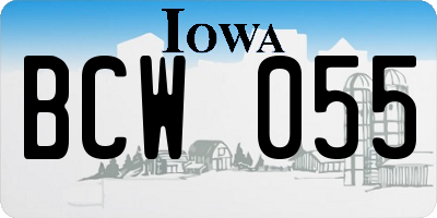 IA license plate BCW055