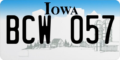 IA license plate BCW057