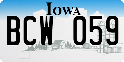 IA license plate BCW059