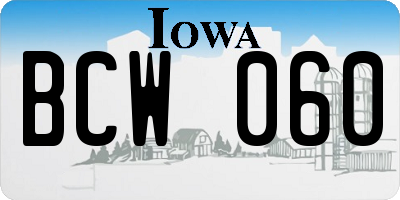 IA license plate BCW060