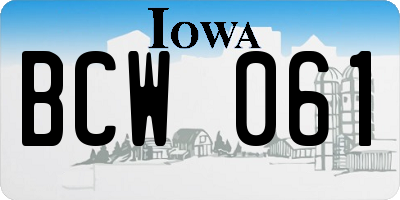 IA license plate BCW061