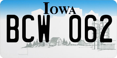 IA license plate BCW062