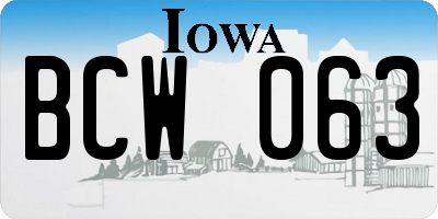 IA license plate BCW063