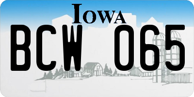 IA license plate BCW065
