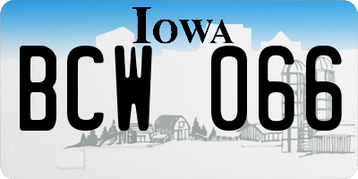IA license plate BCW066