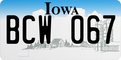 IA license plate BCW067