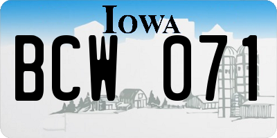 IA license plate BCW071