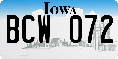 IA license plate BCW072