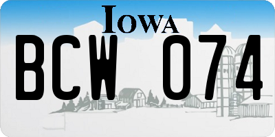 IA license plate BCW074