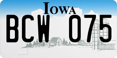 IA license plate BCW075