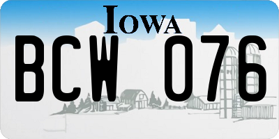 IA license plate BCW076