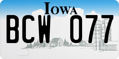 IA license plate BCW077