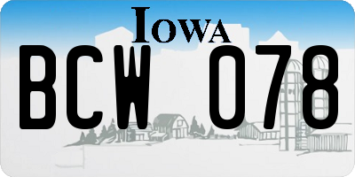 IA license plate BCW078