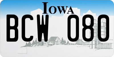 IA license plate BCW080