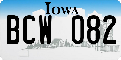 IA license plate BCW082