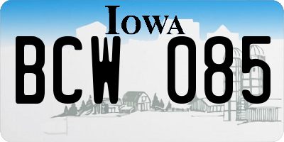 IA license plate BCW085
