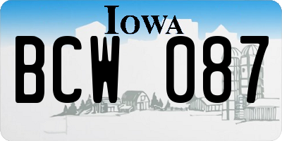IA license plate BCW087