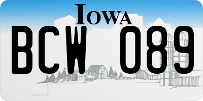 IA license plate BCW089