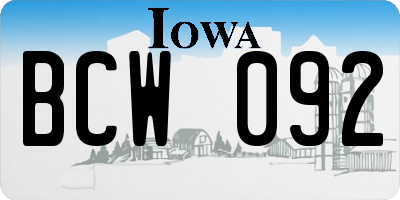 IA license plate BCW092