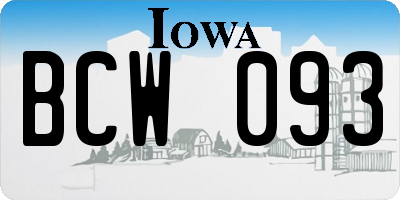 IA license plate BCW093