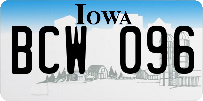 IA license plate BCW096