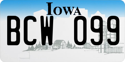 IA license plate BCW099