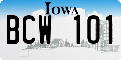 IA license plate BCW101