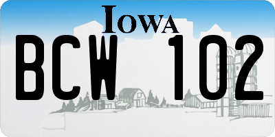IA license plate BCW102