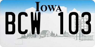 IA license plate BCW103