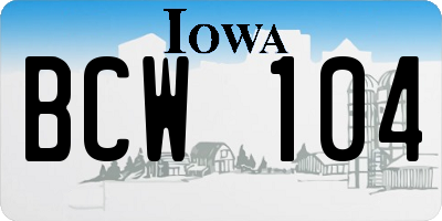 IA license plate BCW104