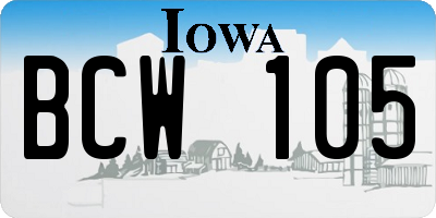 IA license plate BCW105