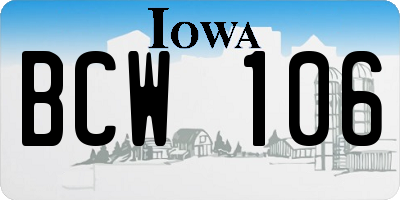 IA license plate BCW106